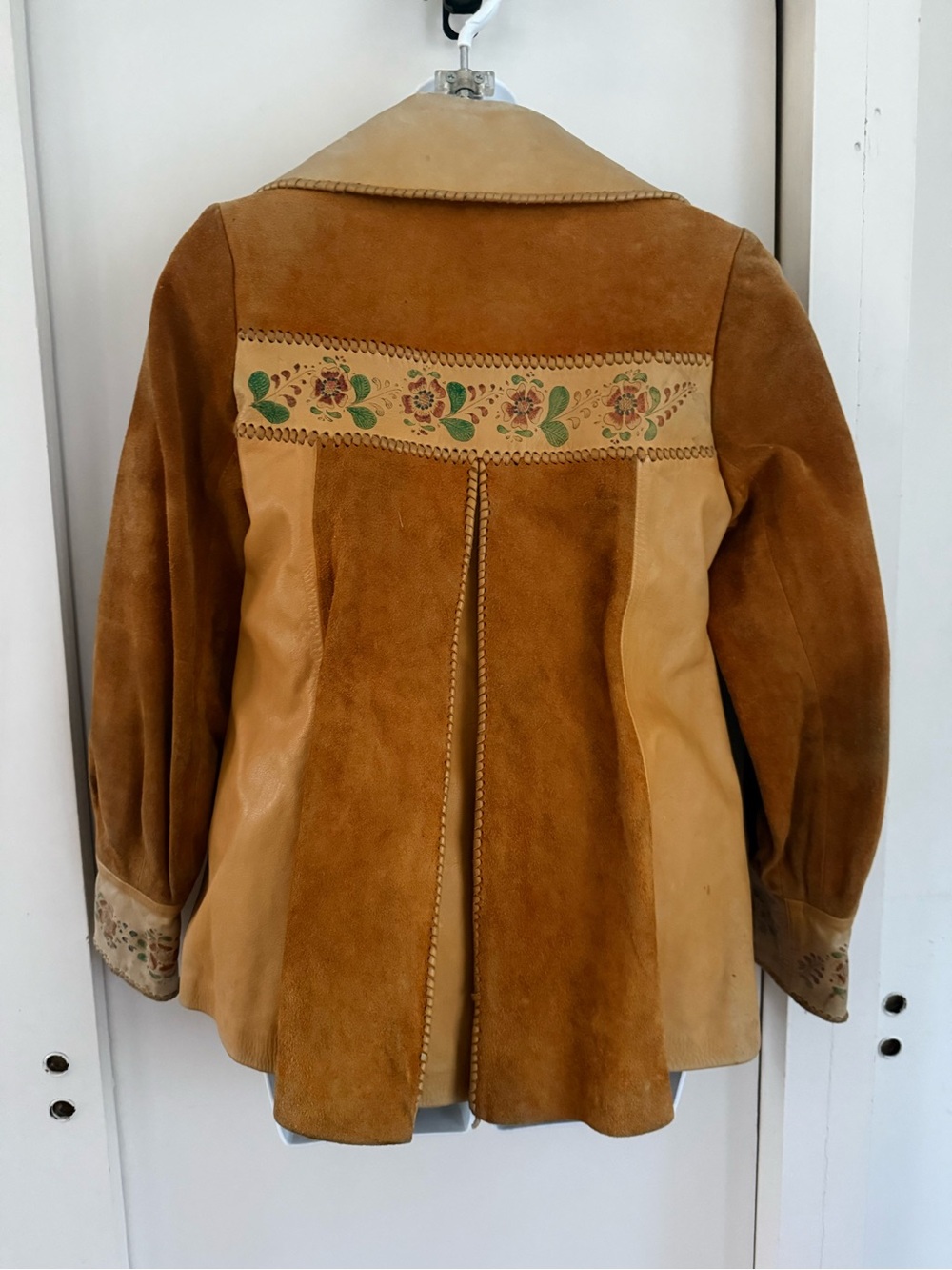 Char Leather & Suede Hand Painted Floral Boho vintage Jacket 8 - Picture 16 of 16